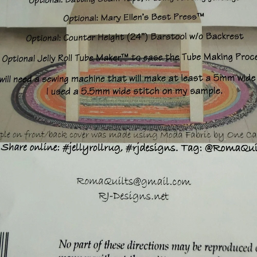 RJ Designs Jelly-Roll Rug 2.0 Sewing Pattern Roma Lambson RJD 100 Oval Rugs